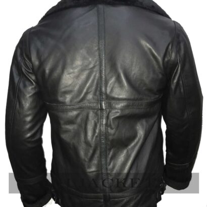 Bomber Black Fur Leather Jacket