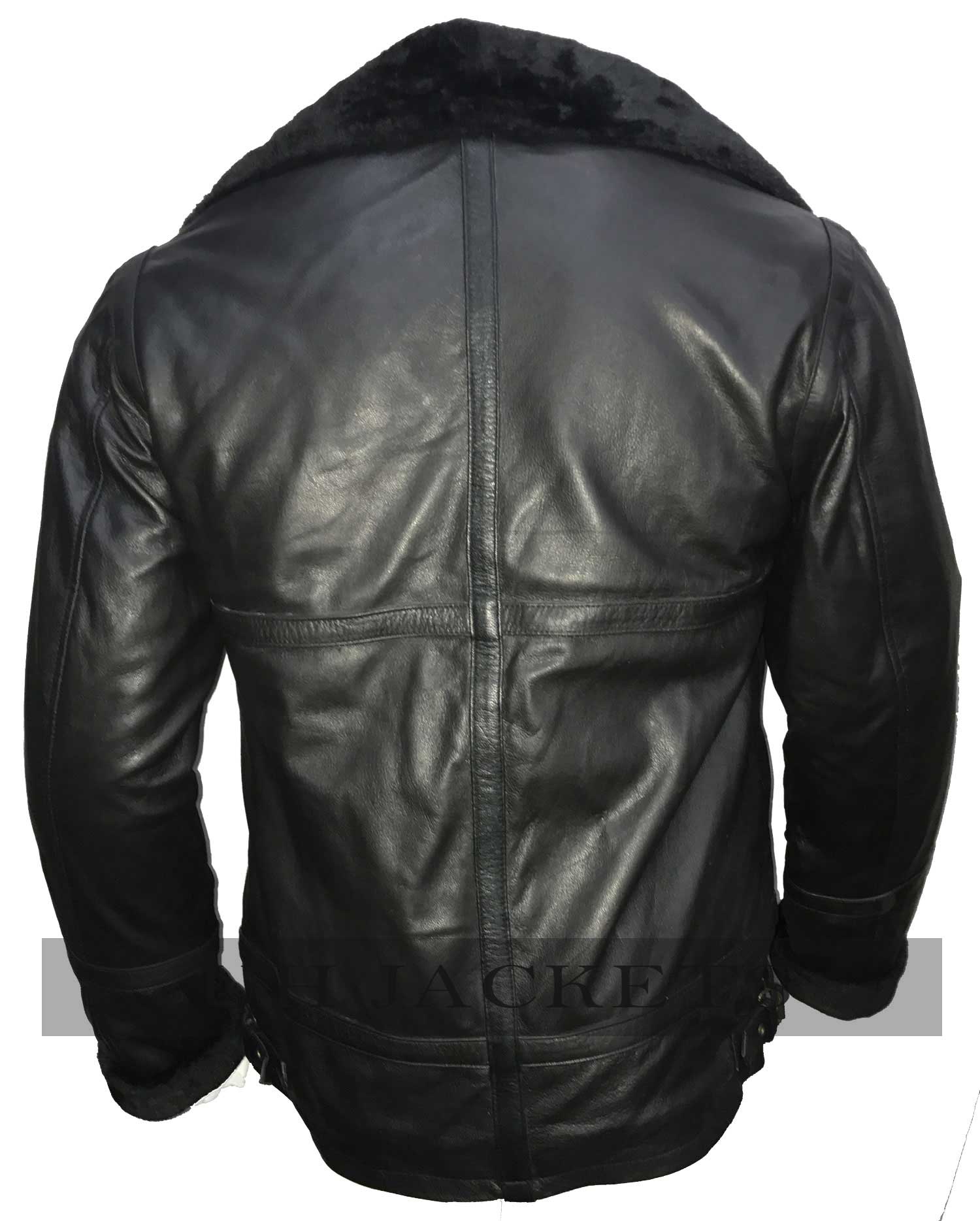 Bomber Black Fur Leather Jacket