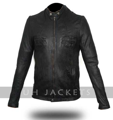 Oblow Zac Efron 17 Again Wrinkled Fine Quality Men's Leather Jacket