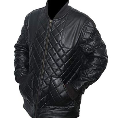 David Beckham Black Leather Quilted Jacket