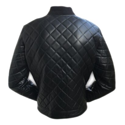 David Beckham Black Leather Quilted Jacket