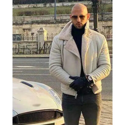 Andrew Tate Top G Cobra White Shearling Jacket For Unisex