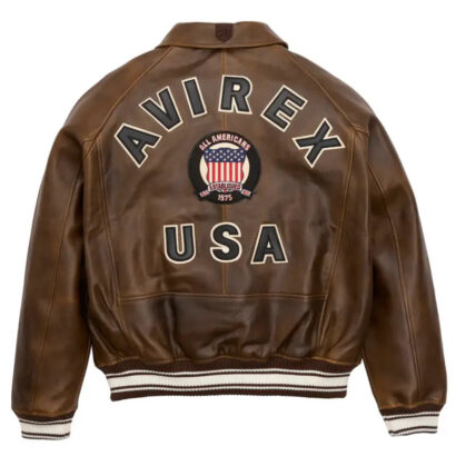 Avirex Brown Distressed Leather Jacket