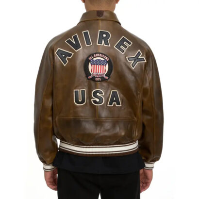 Avirex Brown Distressed Leather Jacket