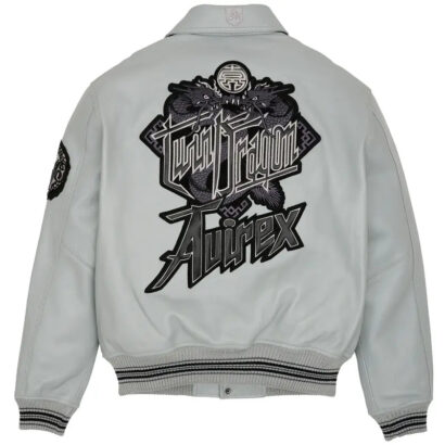 Avirex Dragons Grey Leather Jacket