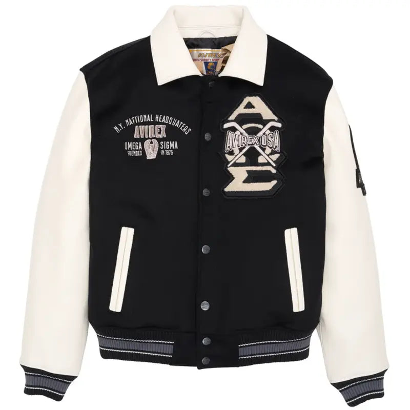 Avirex Omega Black Varsity Jacket