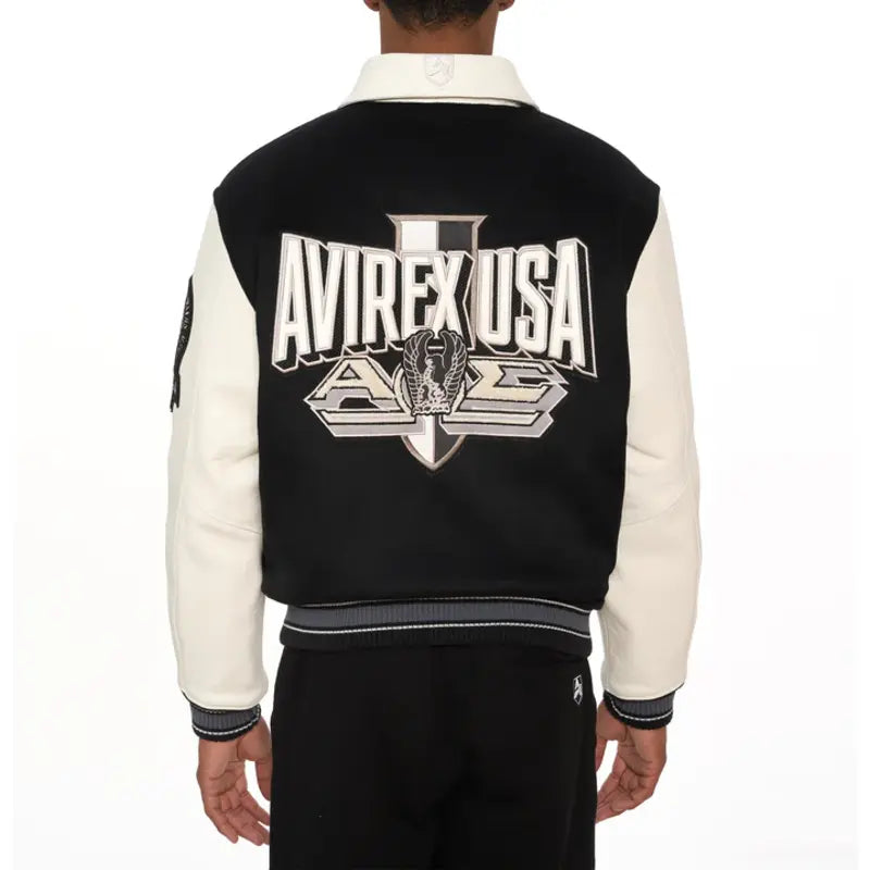 Avirex Omega Black Varsity Jacket