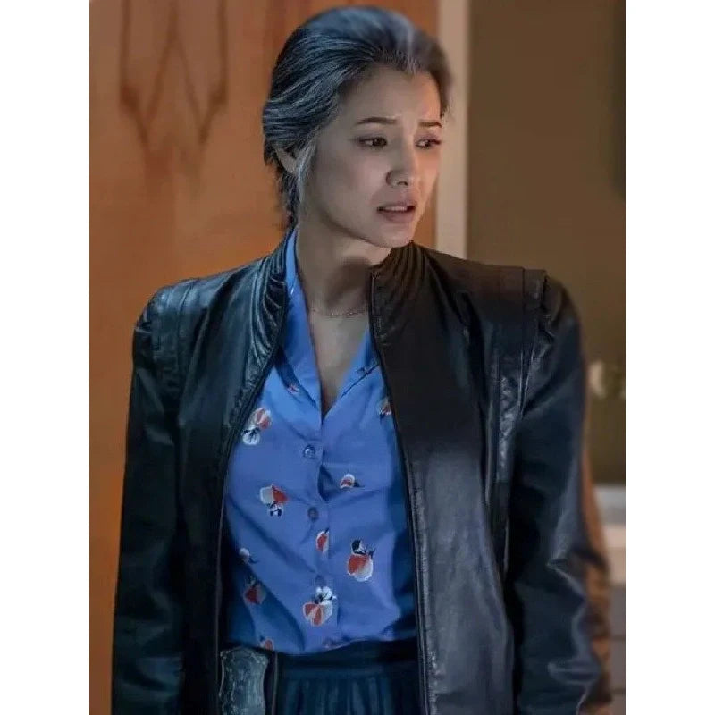 BMF Season 3 Kelly Hu Black Leather Jacket