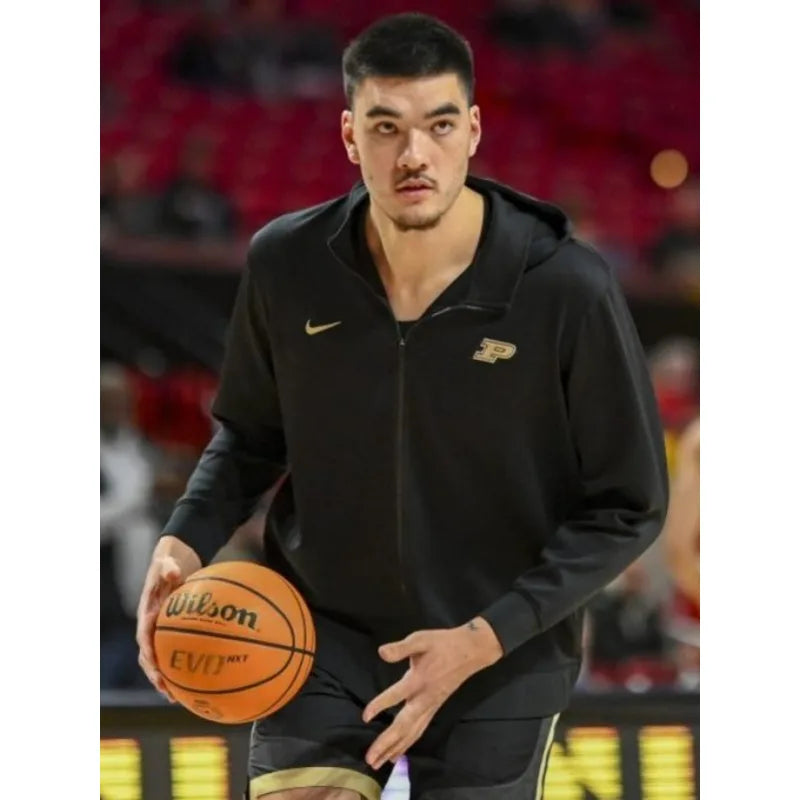 Basketball Player Zach Edey Hooded Black Jacket