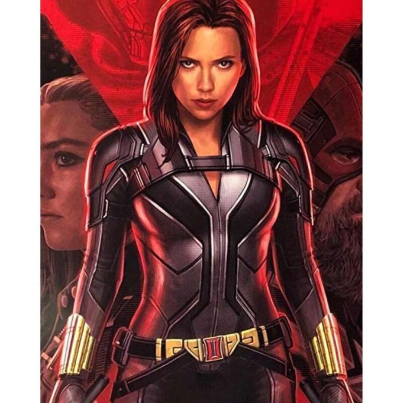 Black Widow 2021 Black Leather Jacket