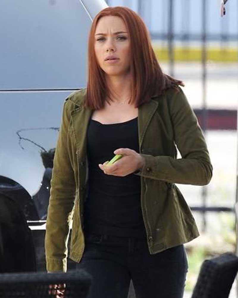 Captain America The Winter Soldier Black Widow Green Jacket