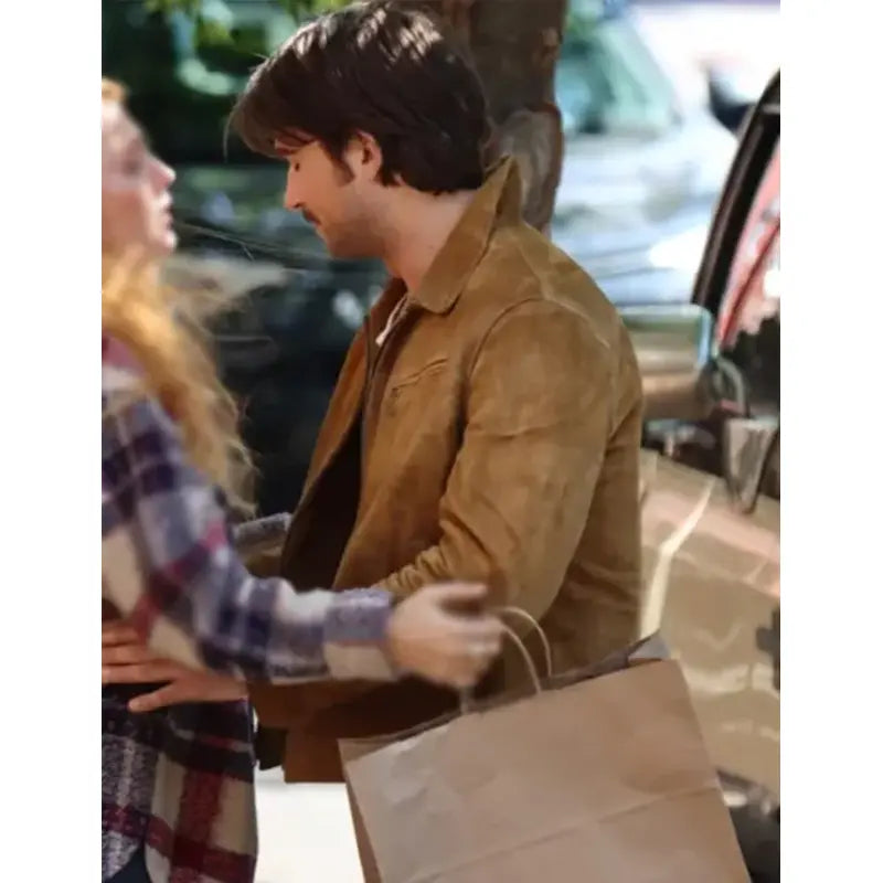 Brandon Sklenar It Ends With Us 2024 Brown Suede Jacket