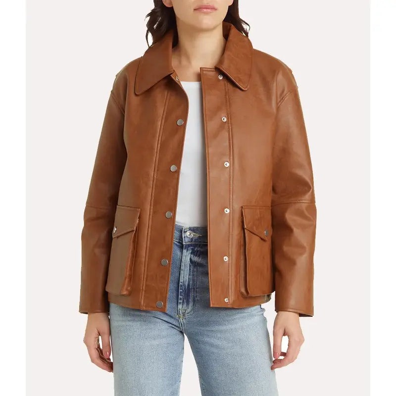 Brown Leather Jacket For Women