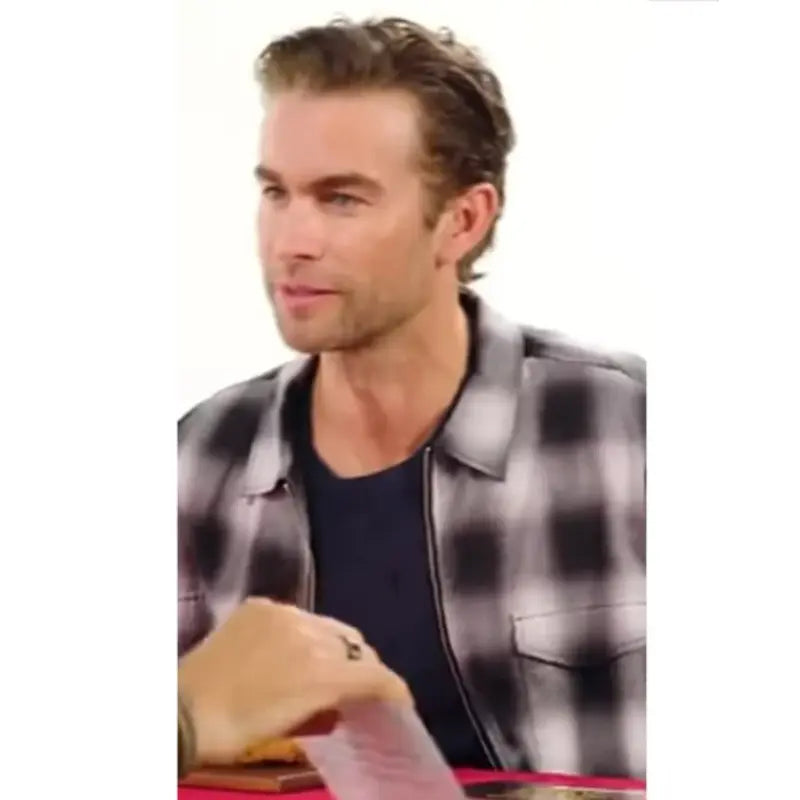 Chace Crawford Press Junket 2024 Checked Jacket