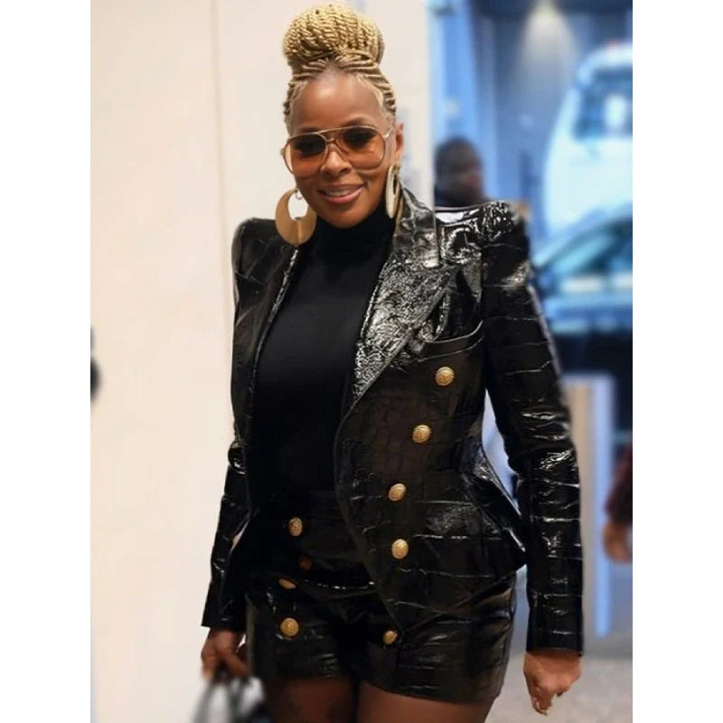 CBS Mornings Mary J. Blige Black Leather Blazer