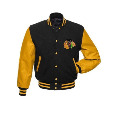 Chicago Blackhawks Varsity Black and Yellow Jacket