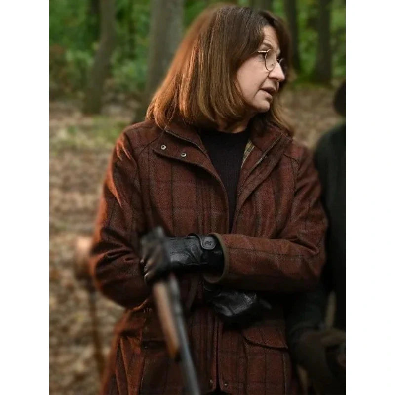 Coup De Chance 2024 Valerie Lemercier Brown Plaid Jacket