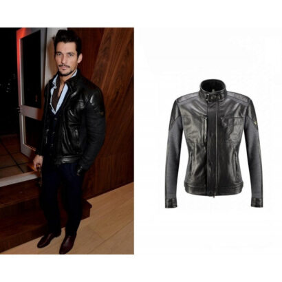 David Gandy Black Stylish Leather Jacket