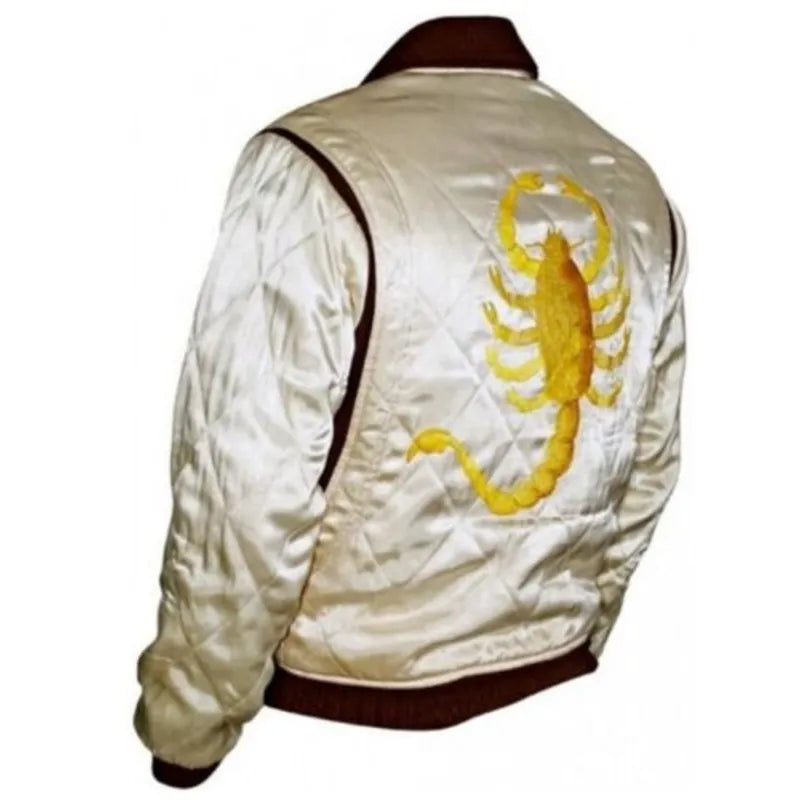 Slim Fit Drive Gosling Biker Style Trucker Jacket with Embroidered Scorpion