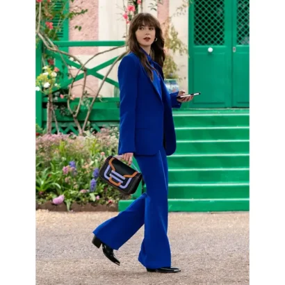Lily Collins Emily in Paris S04 Blue Suit