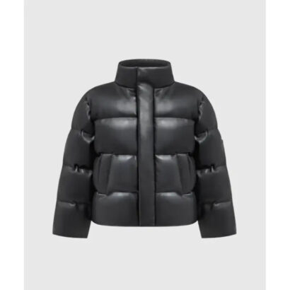 Unisex Faux Leather Puffer Jacket
