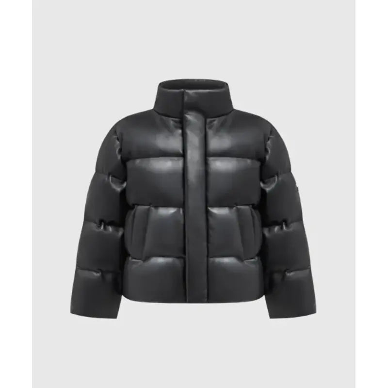Unisex Faux Leather Puffer Jacket