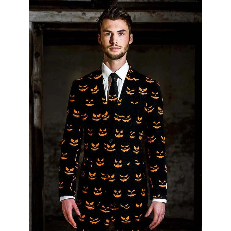 Halloween Pumpkin Face Black Tuxedo