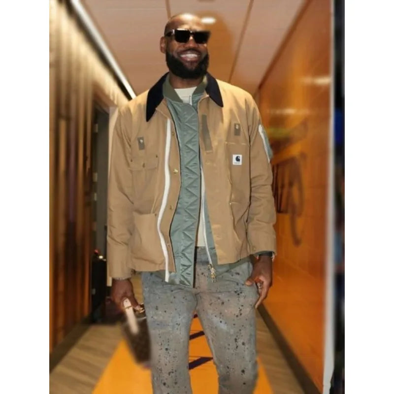 Brown Lebron James Lakers Game Layered Jacket