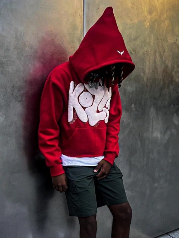 Y2k Kozy Red Pullover Red Hoodie