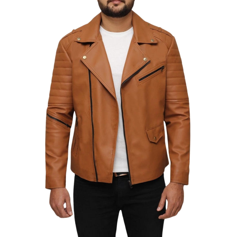 Men's Brown Biker Leather Jacket