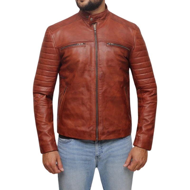 Men's Tan Brown Leather Jacket