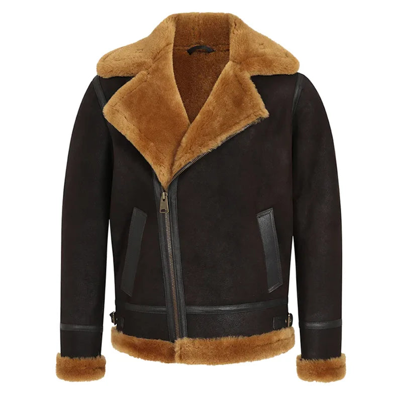 Mens Dark Brown Shearling Leather Dark Brown Jacket