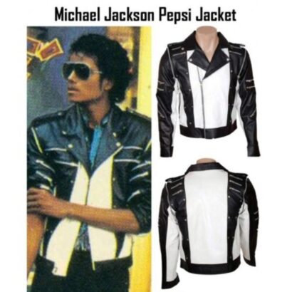 MichaelJacksonPepsiCommercialAdBlackWhiteVintageLeatherMen_sJacket