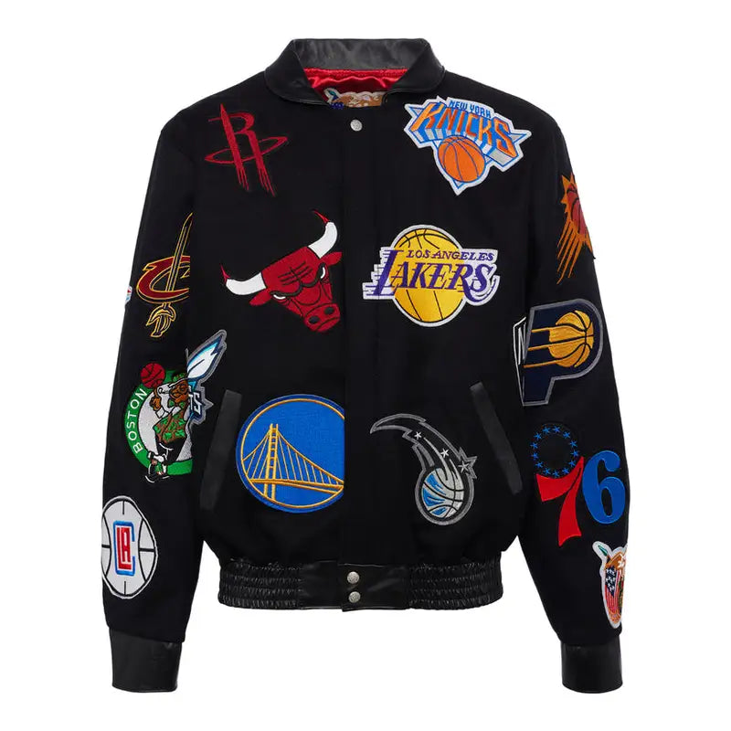 NBA Collage Black Varsity Jacket