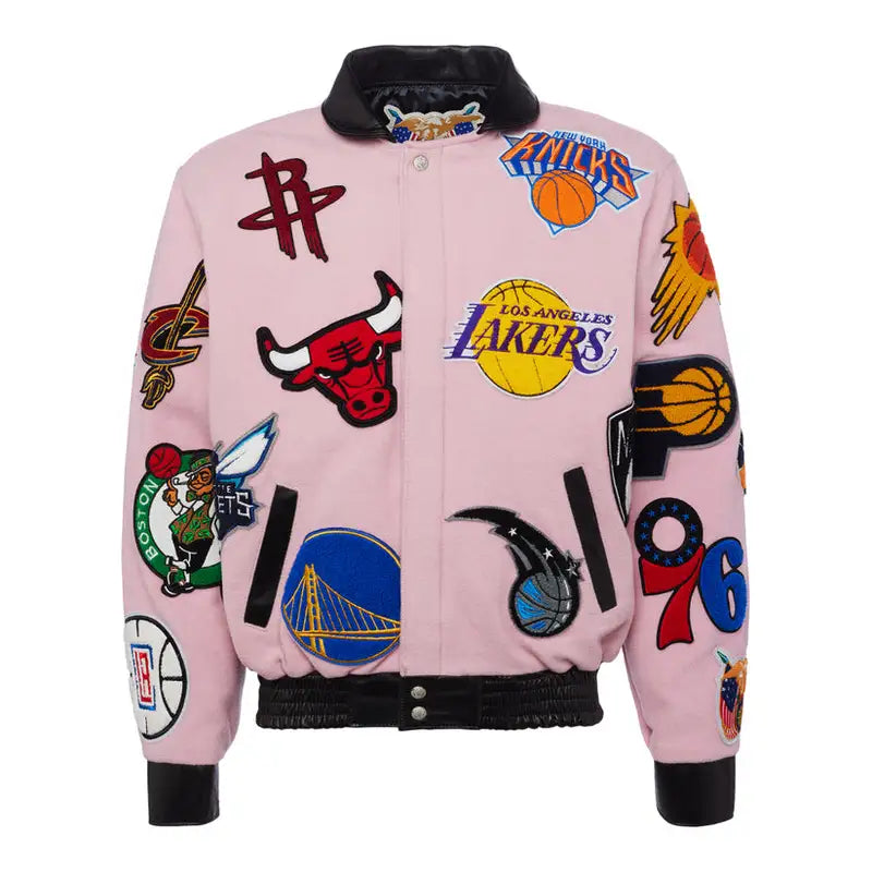 NBA Collage Pink Varsity Jacket