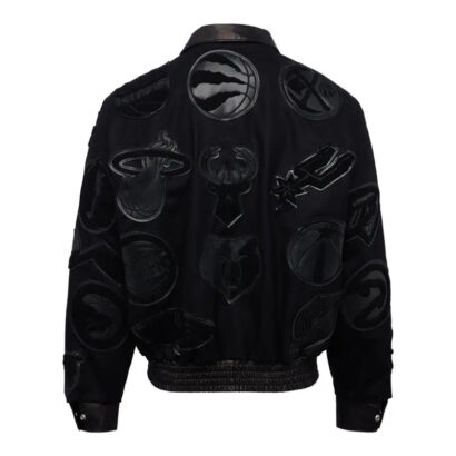 NBA Collage All Black Varsity Jacket