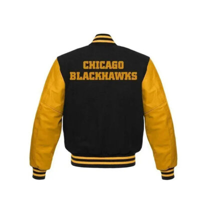 Chicago Blackhawks Varsity Black and Yellow Jacket