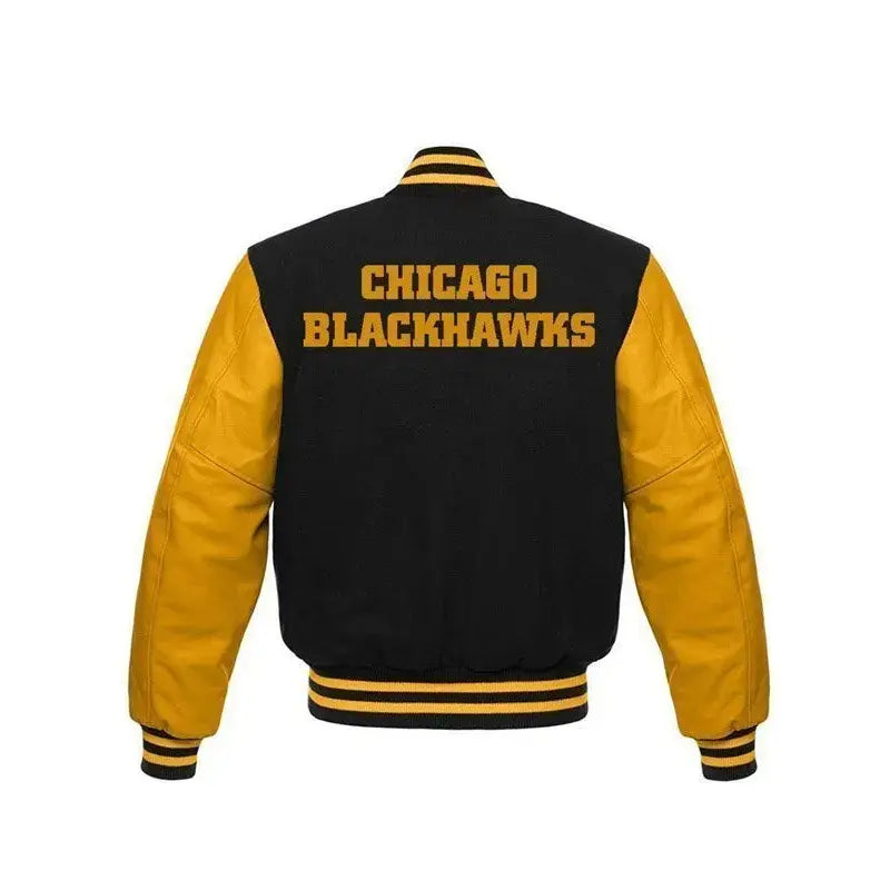 Chicago Blackhawks Varsity Black and Yellow Jacket