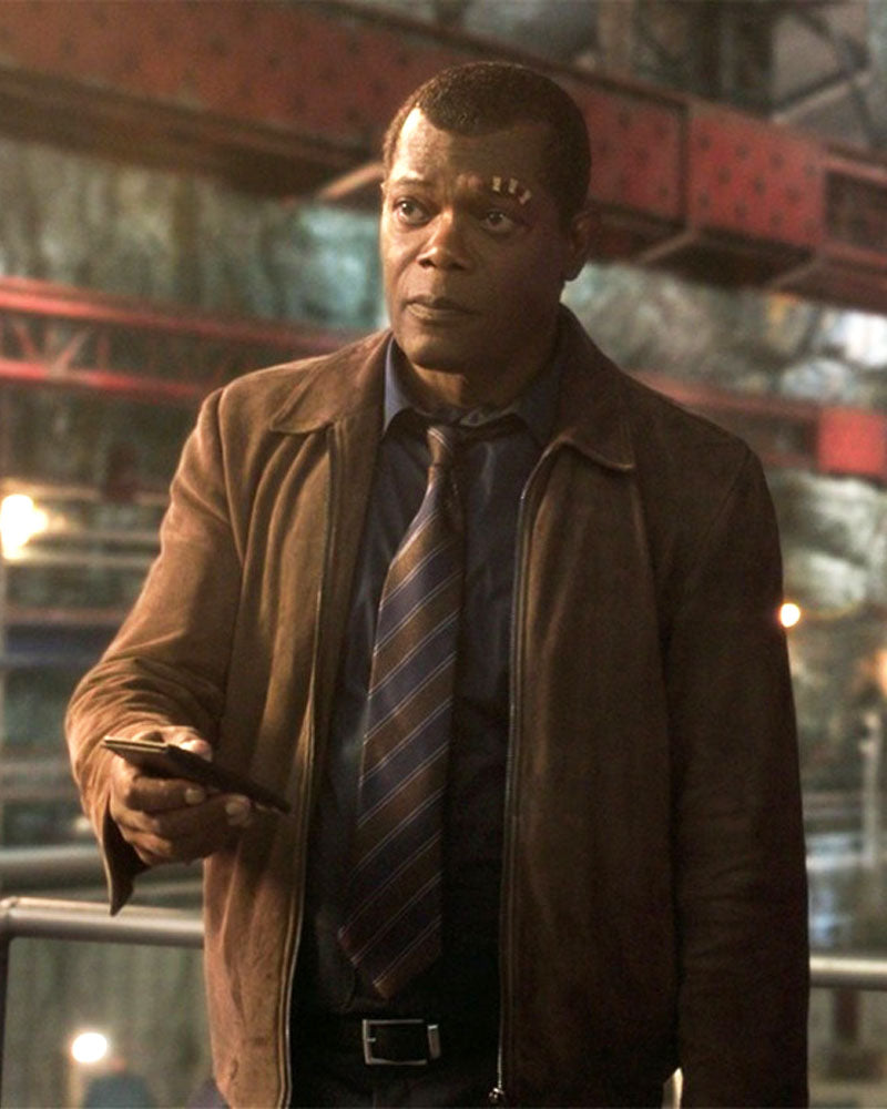 Nick Fury Captain Marvel Suede Jacket