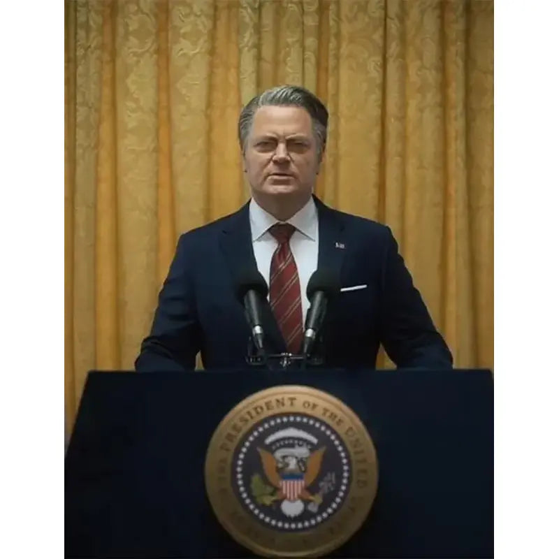 Nick Offerman Civil War 2024 Blue Blazer