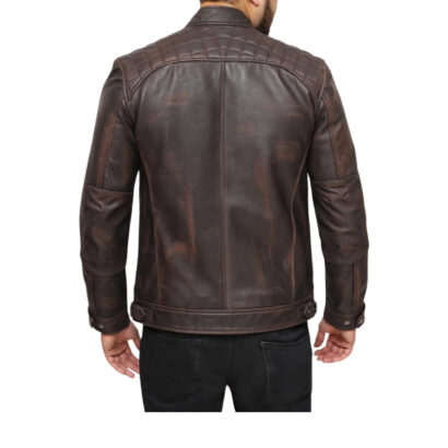 Men's Quilted Distressed Leather Jacket