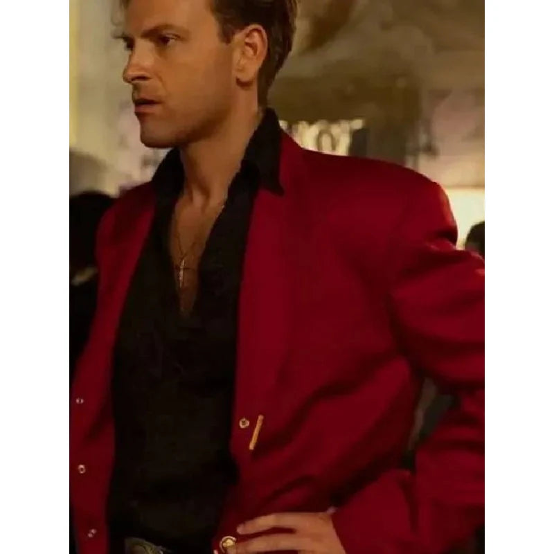 Alessandro Borghi Supersex 2024 Red Blazer