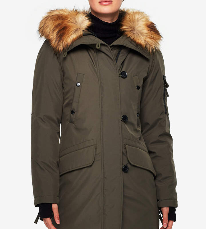 Faux-Fur-Trim Down Parka Jacket