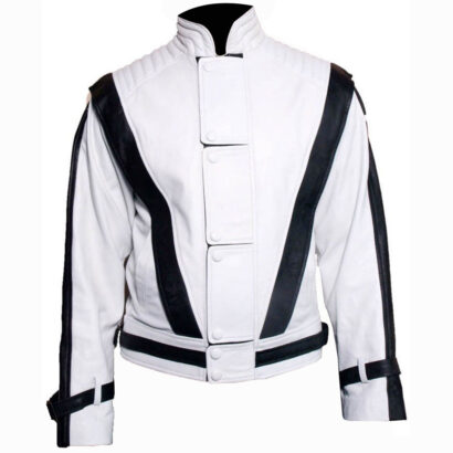 Michael Jackson Thriller White Leather Jacket