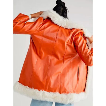 Dead Hot 2024 Jess Orange Leather Shearling Coat