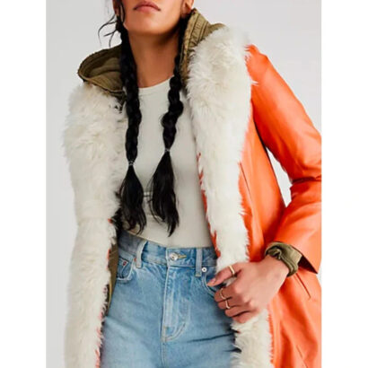 Dead Hot 2024 Jess Orange Leather Shearling Coat