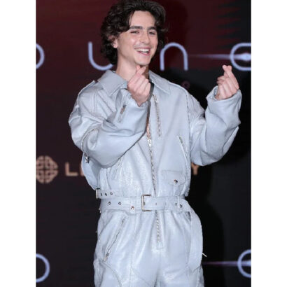Timothée Chalamet Dune Part Two press conference Gray Jumpsuit