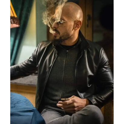 Andrew Tate Top G Teal Blue Satin Bomber Jacket