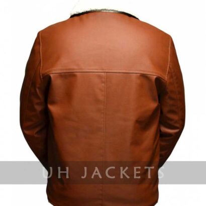 Tan Brown Faux Shearling Leather Jacket