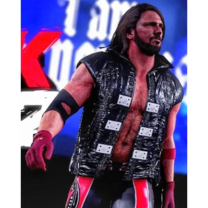 AJ Styles WWE 2K22 Black Leather Vest